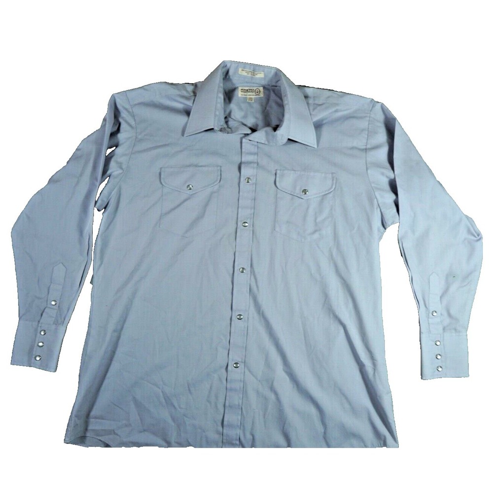 Sheplers Vintage Pearl Snap Shirt Western Slate Gray Long Sleeve 17-35 Cowboy